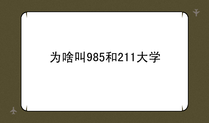 为啥叫985和211大学
