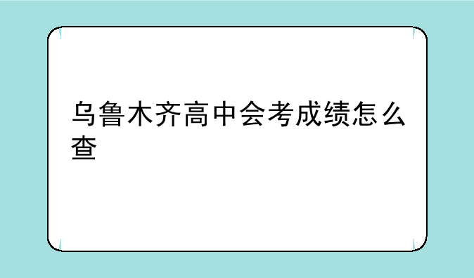 乌鲁木齐高中会考成绩怎么查