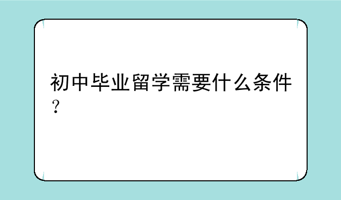 初中毕业留学需要什么条件？
