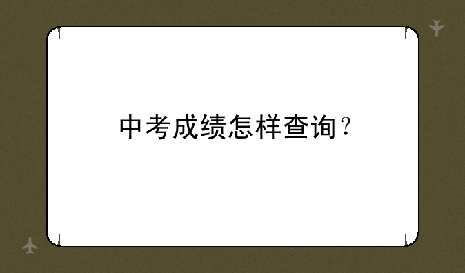 中考成绩怎样查询？