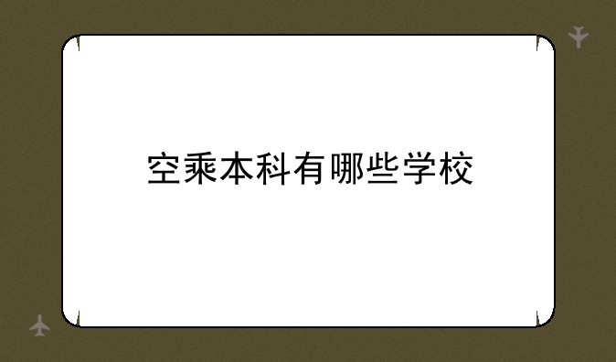 空乘本科有哪些学校