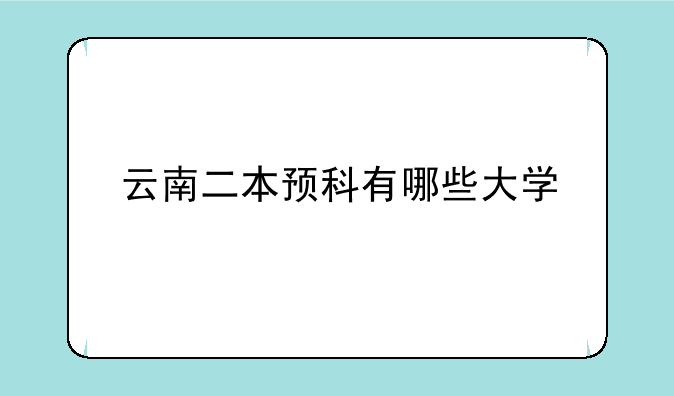 云南二本预科有哪些大学