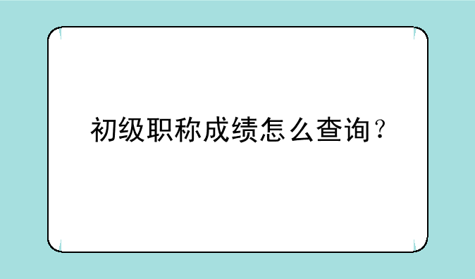 初级职称成绩怎么查询？