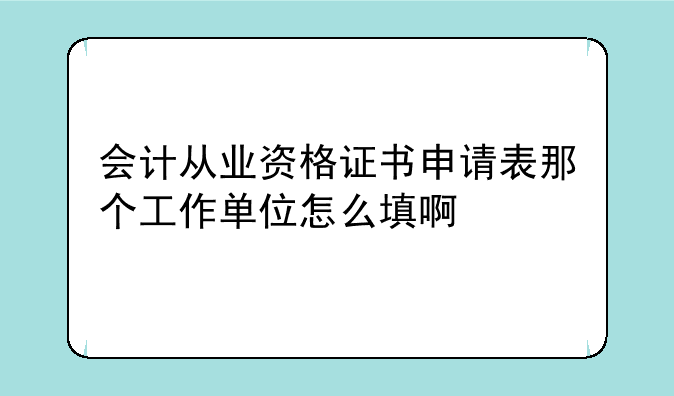 会计从业资格证书申请表那个工作单位怎么填啊