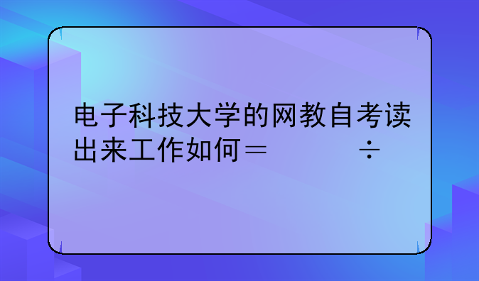电子科技大学的网教自考读出来工作