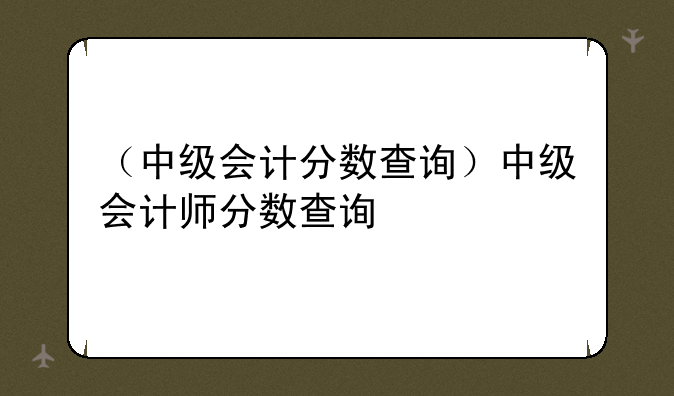 （中级会计分数查询）中级会计师分
