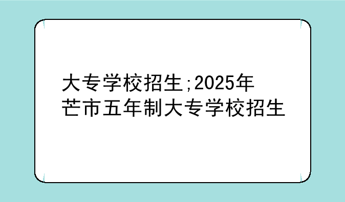大专学校招生;2025年芒市五年制大专学校招生